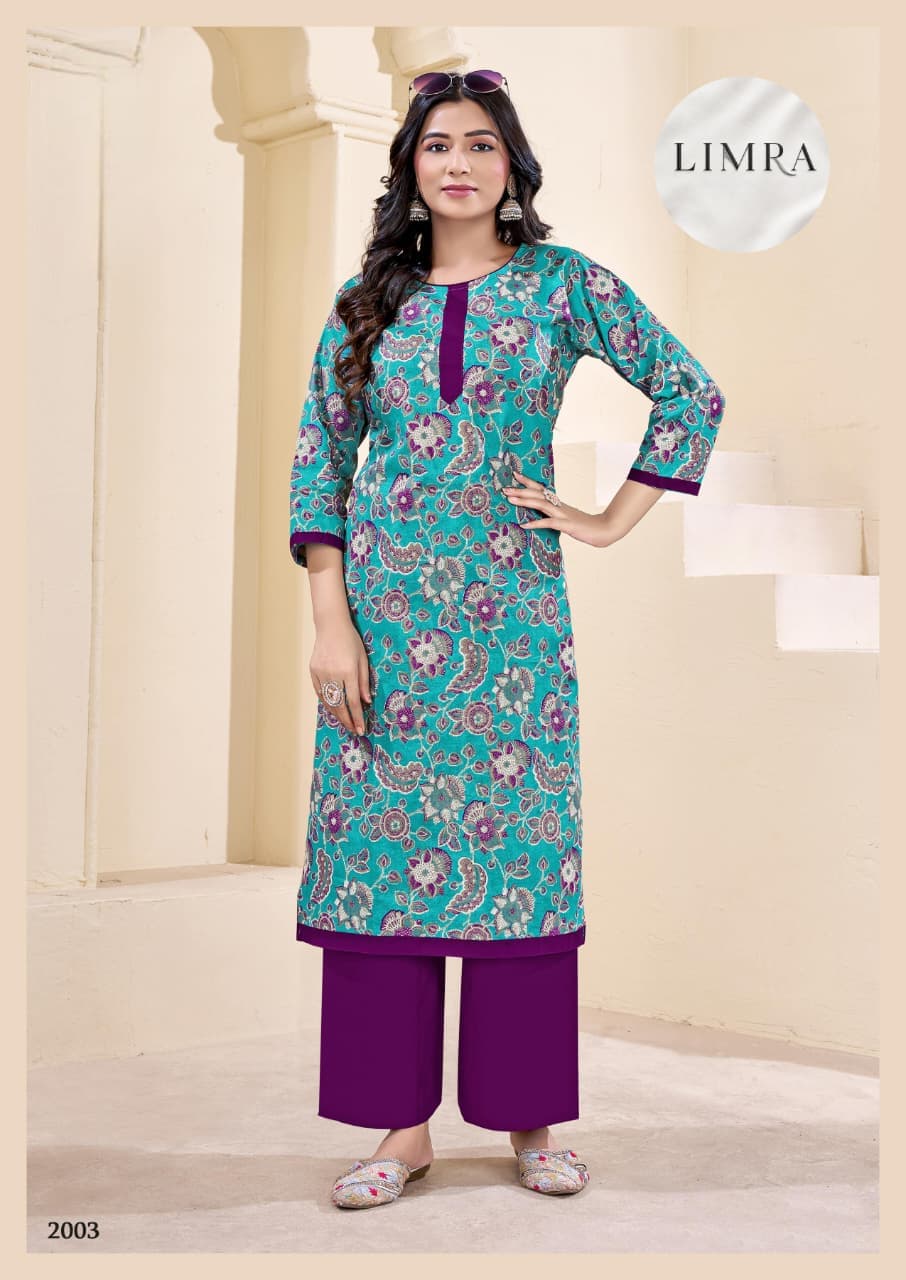 LIMRA Women Floral Printed Two-Piece Kurti Set 2003 retail from Limra Clothing